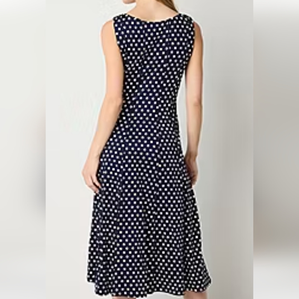 perception braun midi polka dot dress fit and flare size M Pit to pit 17" ❤️